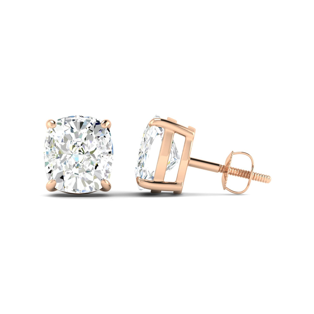 Cushion Cut Stud Earring - Rose Gold