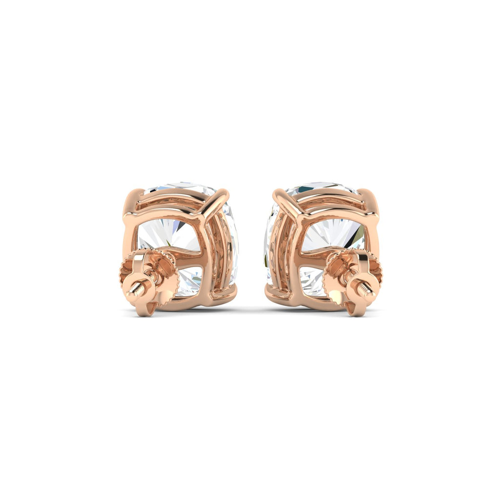 Cushion Cut Stud Earring - Rose Gold
