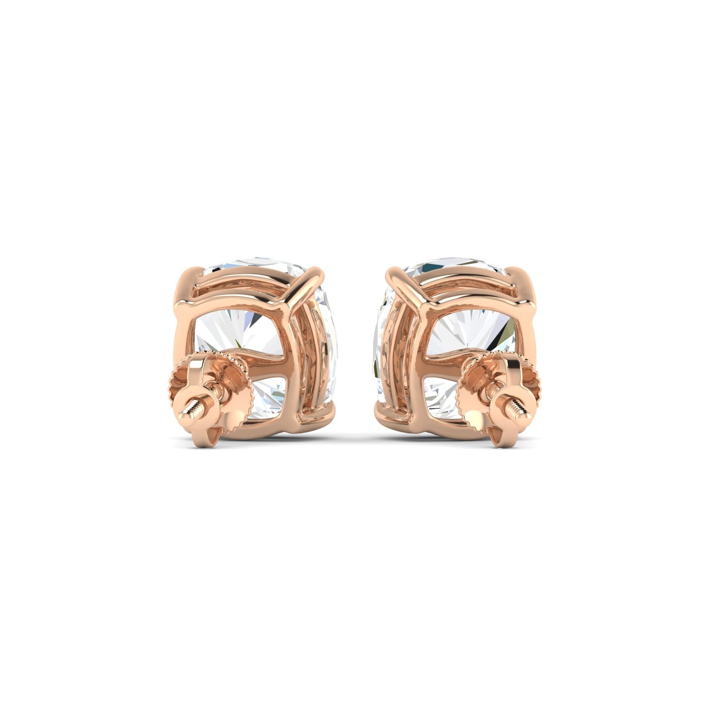 Cushion Cut Stud Earring - Rose Gold