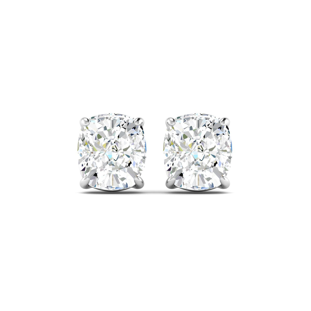 Cushion Cut Stud Earring - White Gold