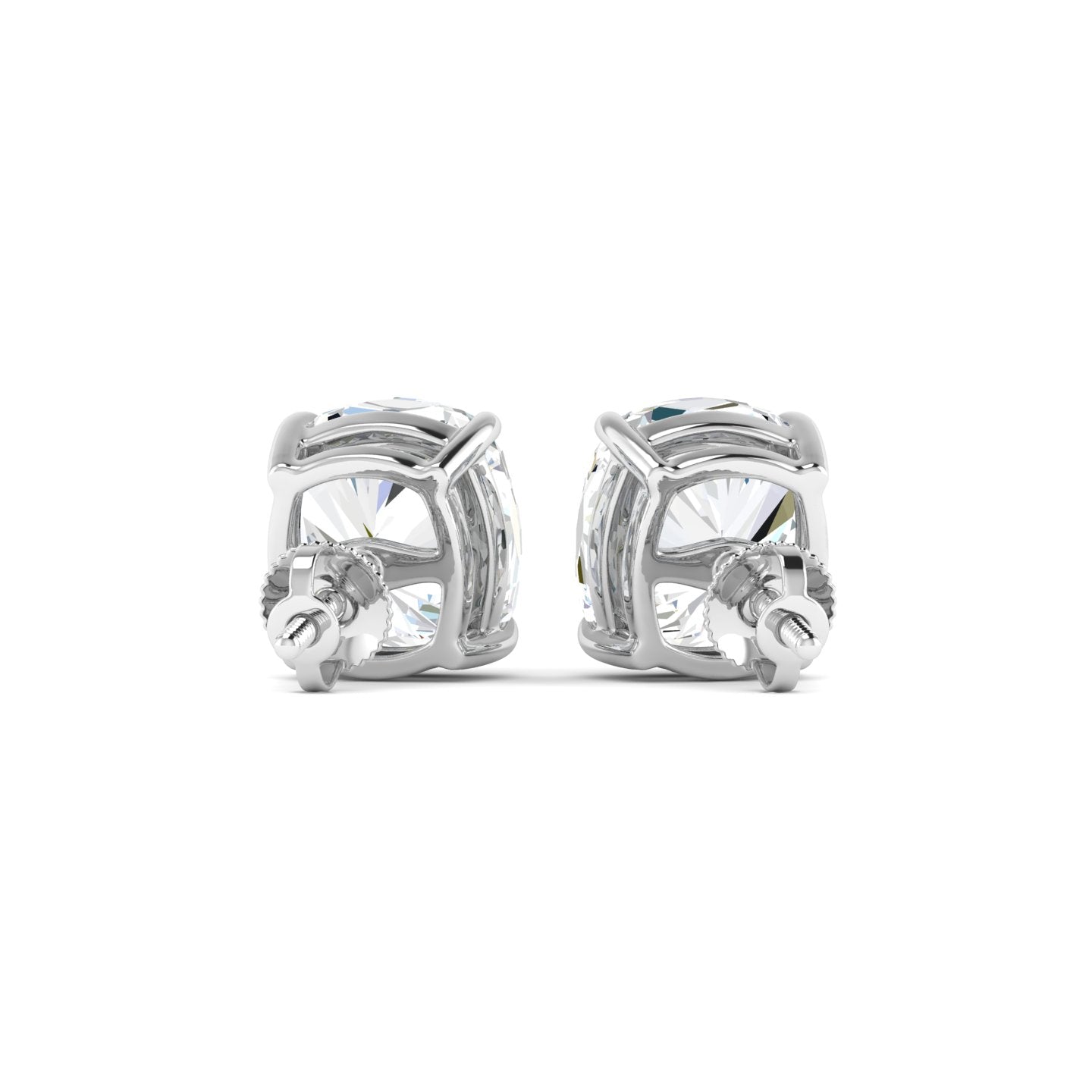 Cushion Cut Stud Earring - White Gold