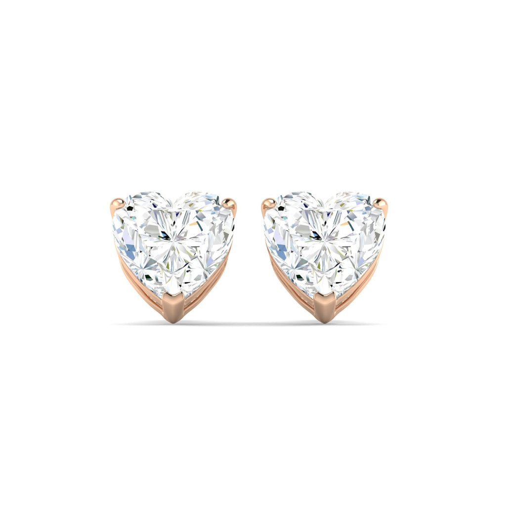 Heart Cut Stud Earring - Rose Gold