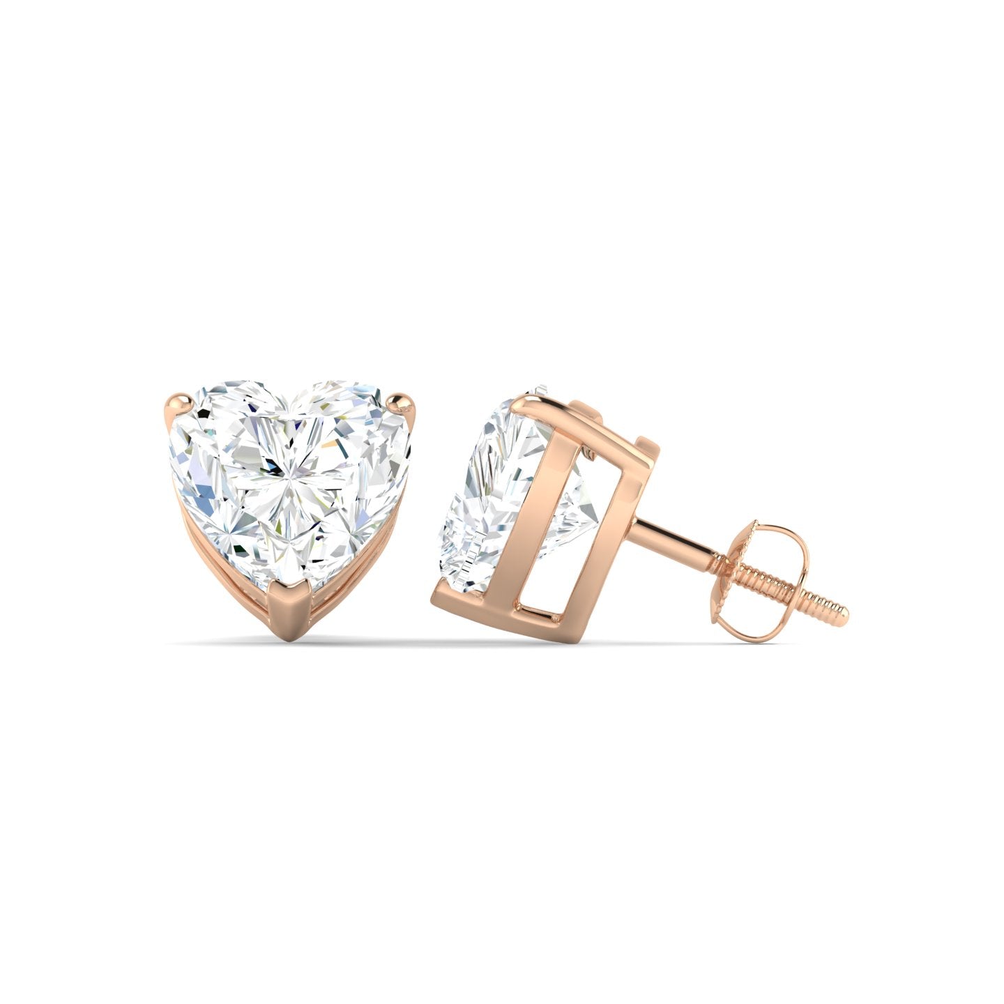 Heart Cut Stud Earring - Rose Gold