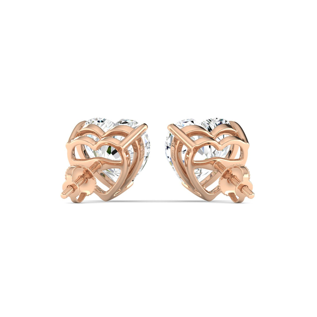 Heart Cut Stud Earring - Rose Gold