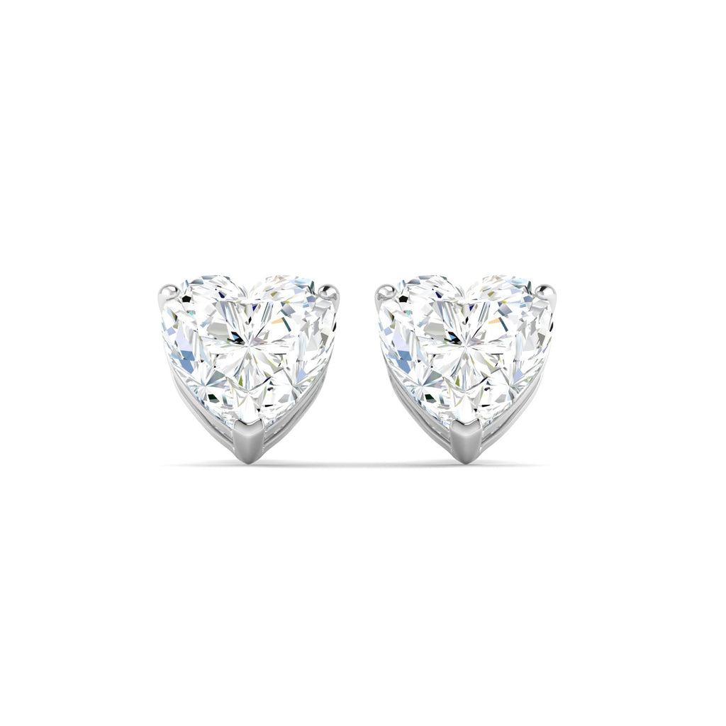 Heart Cut Stud Earring - White Gold