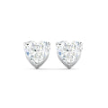 Heart Cut Stud Earring - White Gold