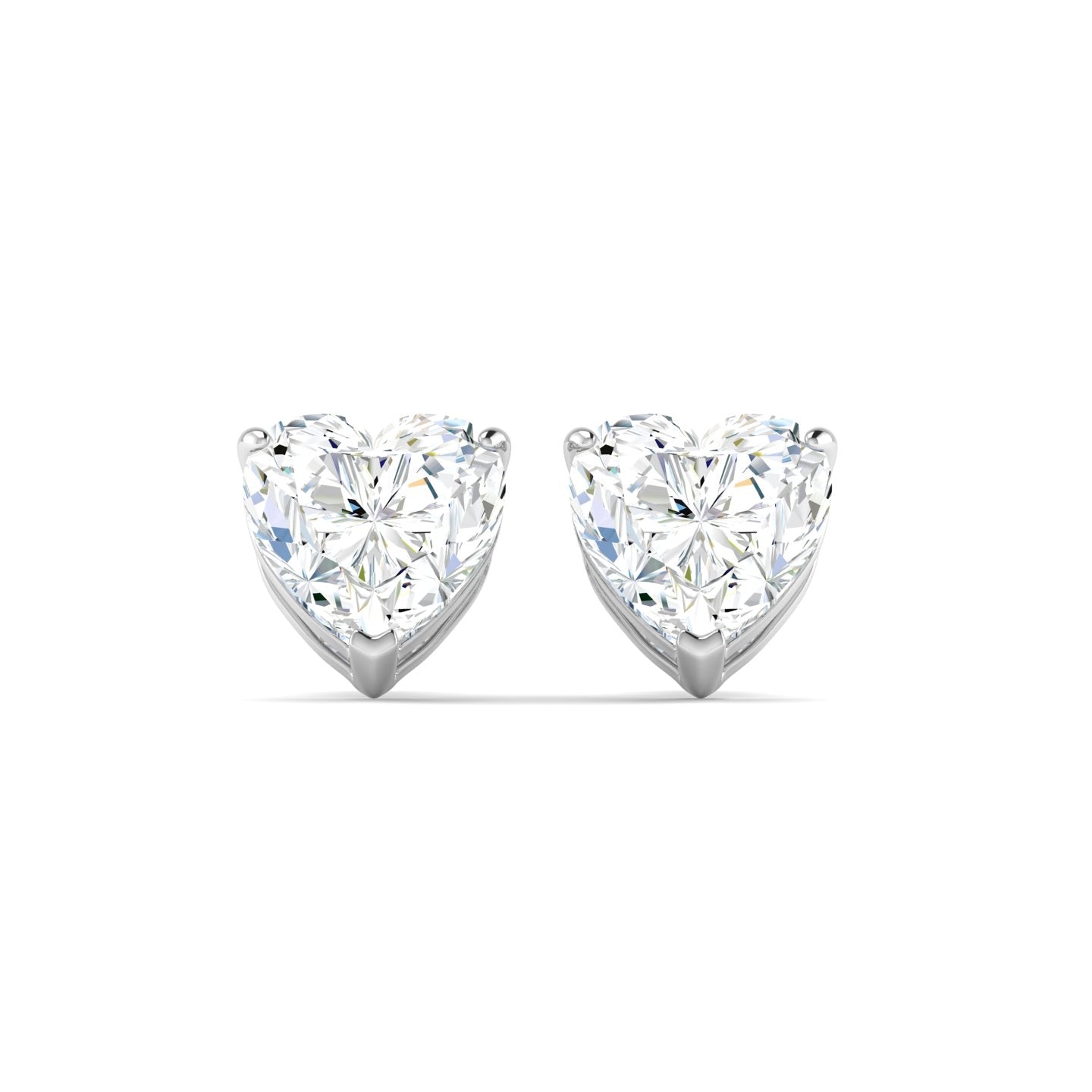 Heart Cut Stud Earring - White Gold