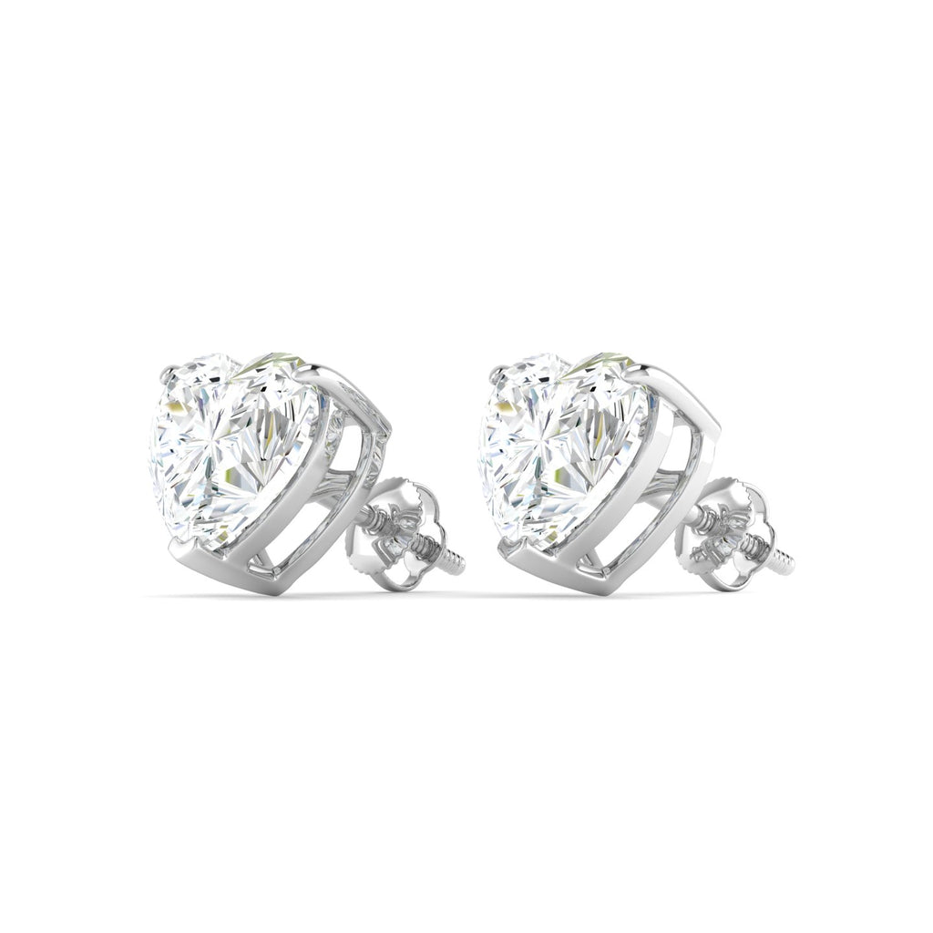 Heart Cut Stud Earring - White Gold