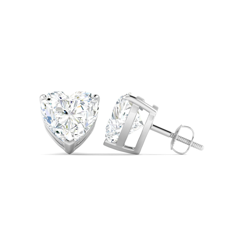 Heart Cut Stud Earring - White Gold