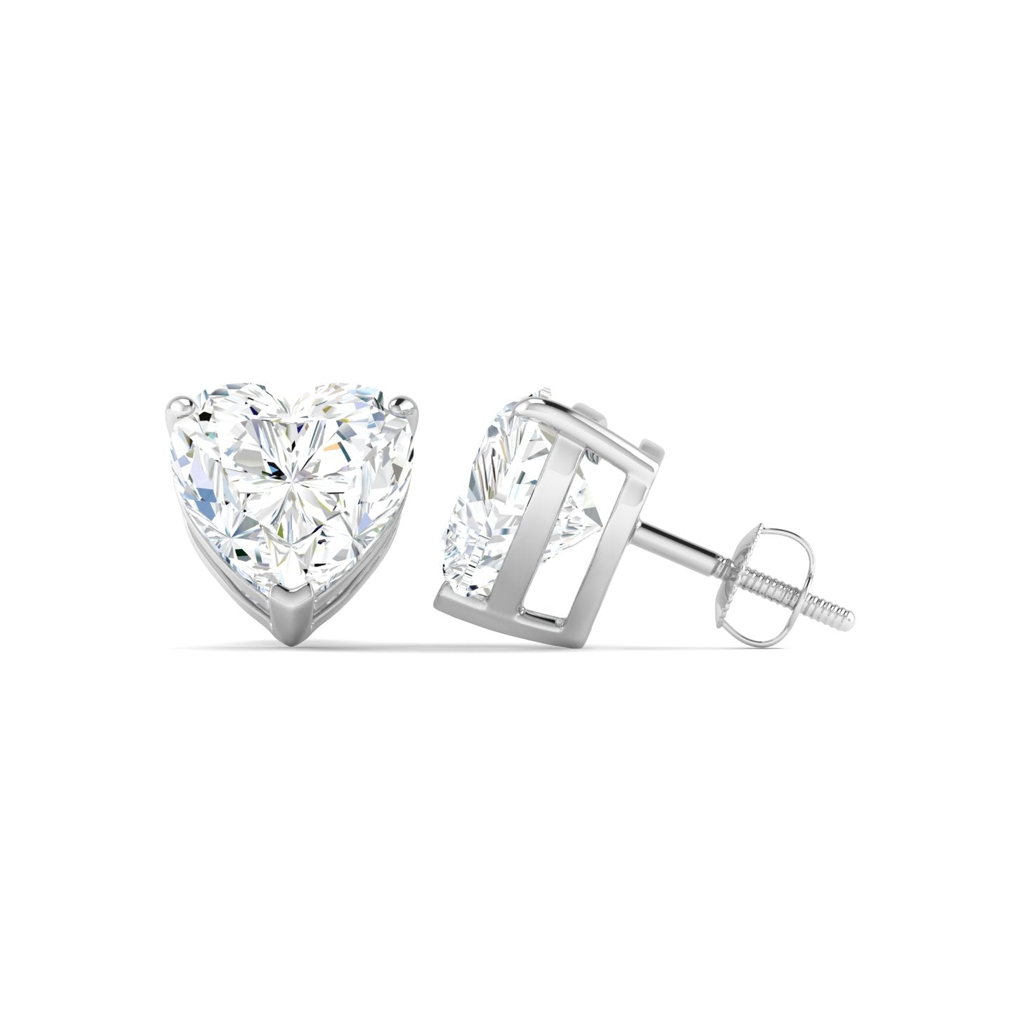 Heart Cut Stud Earring - White Gold