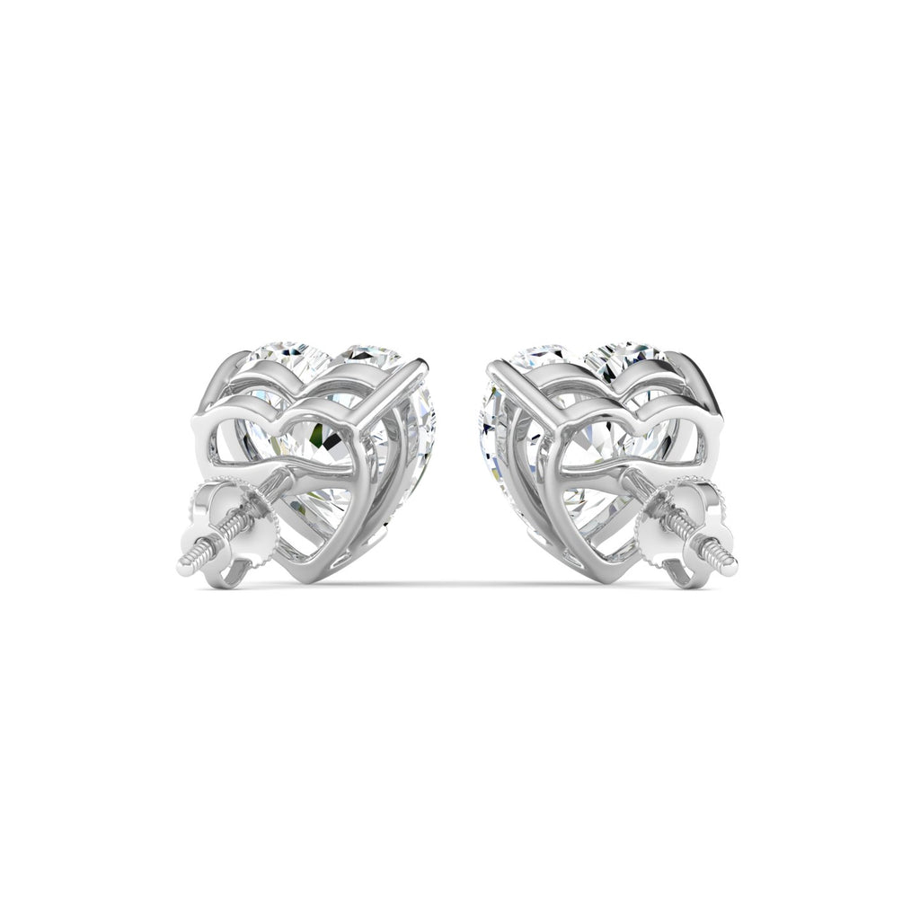 Heart Cut Stud Earring - White Gold