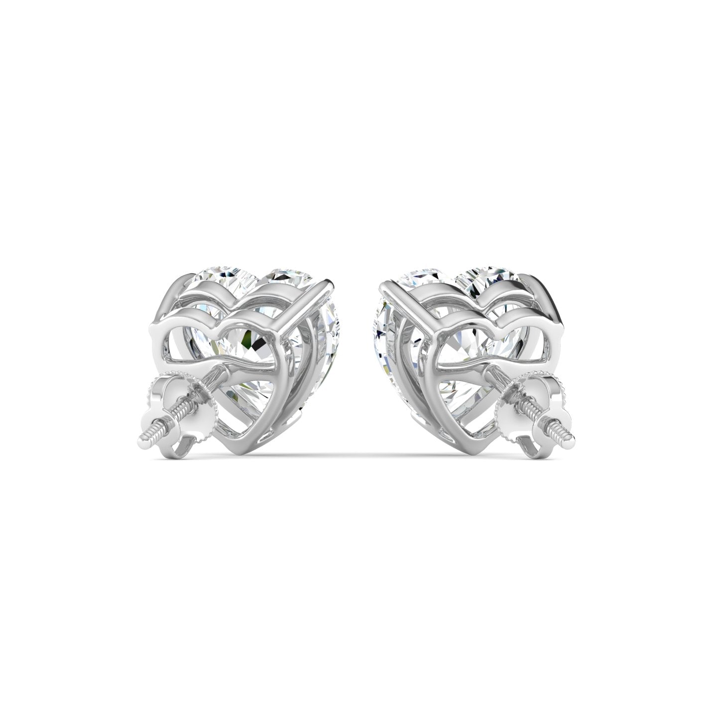 Heart Cut Stud Earring - White Gold