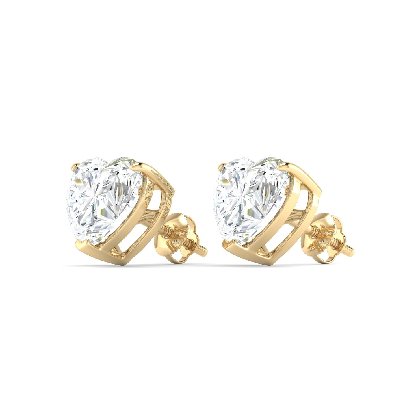 Heart Cut Stud Earring - Yellow Gold