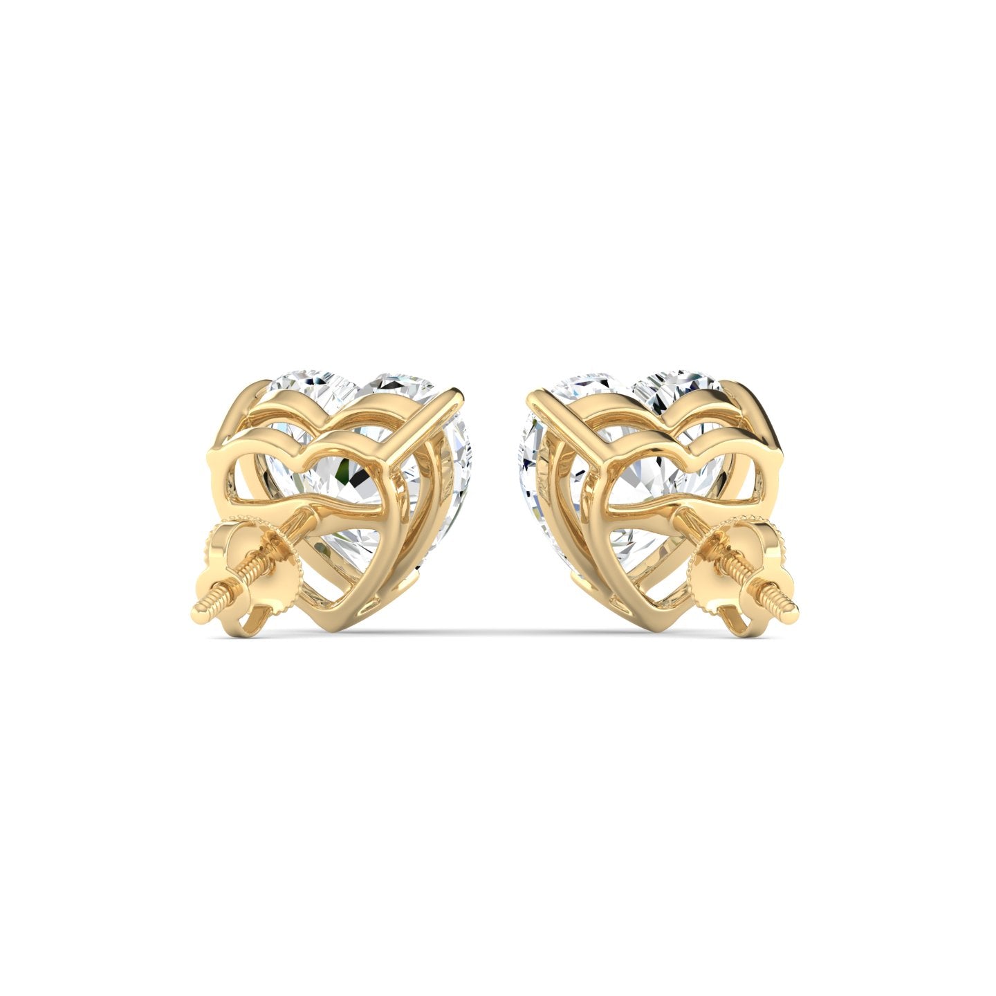 Heart Cut Stud Earring - Yellow Gold