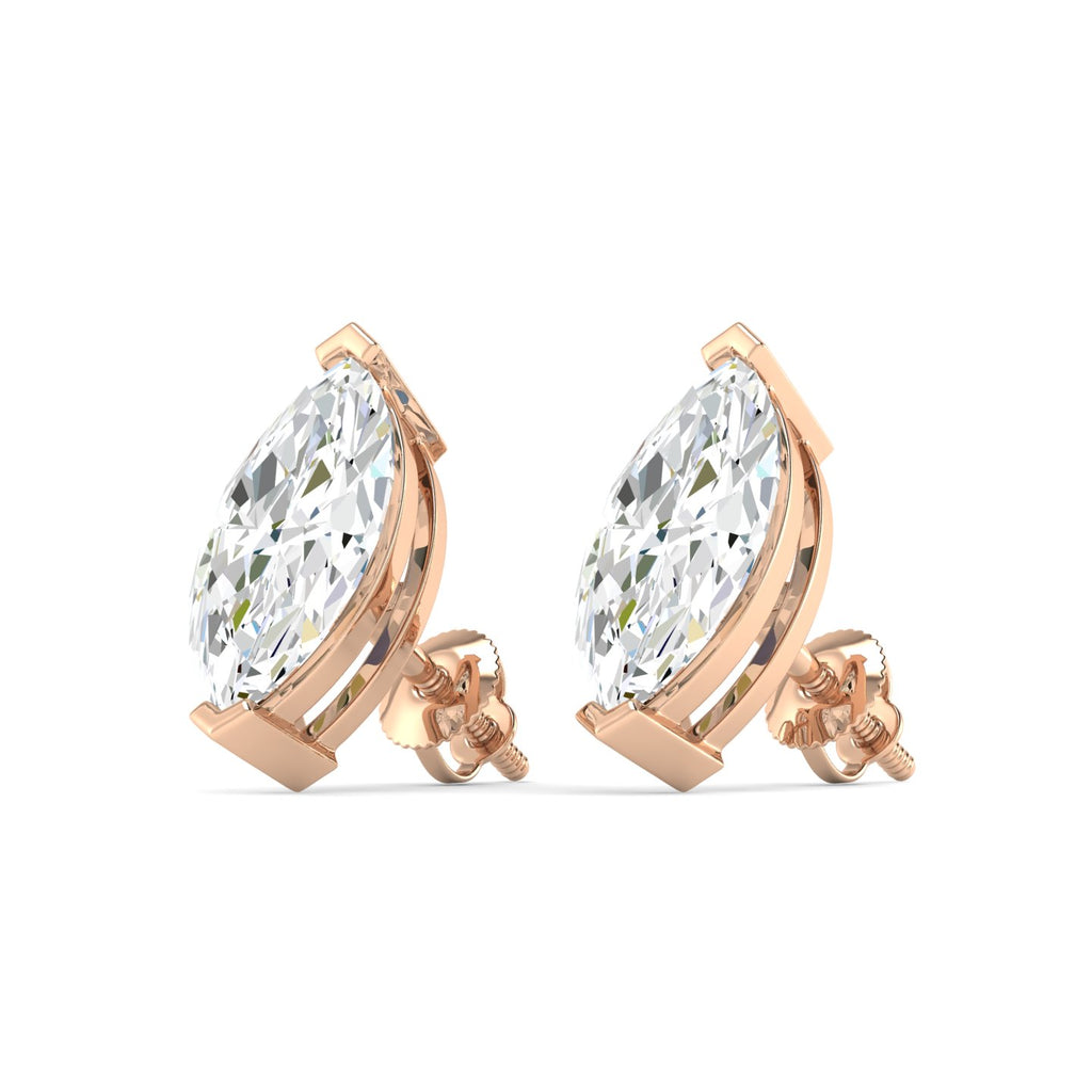 Marquise Cut Stud Earring - Rose Gold