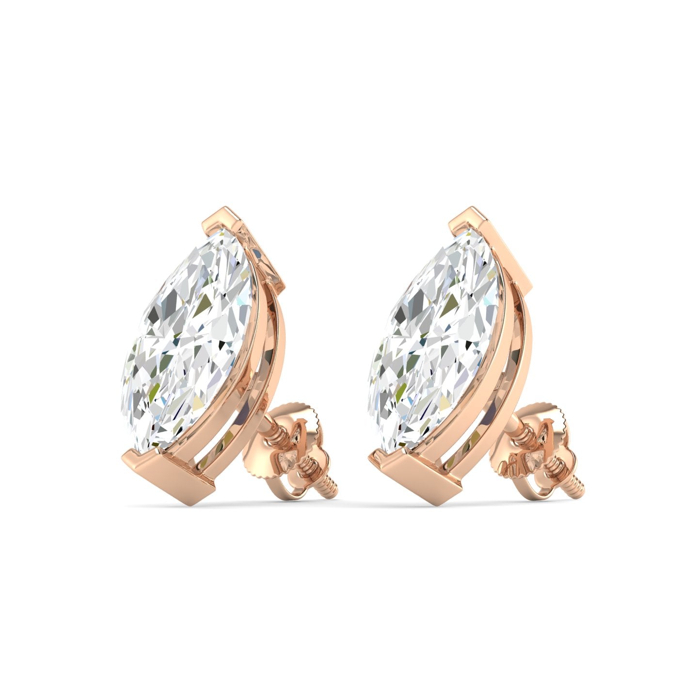 Marquise Cut Stud Earring - Rose Gold
