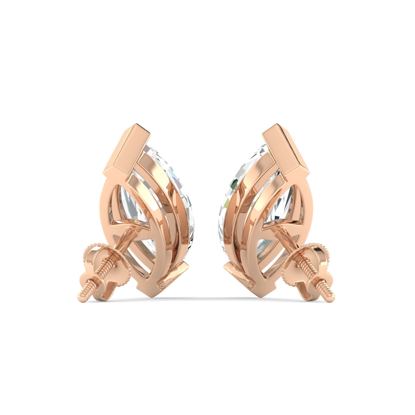 Marquise Cut Stud Earring - Rose Gold