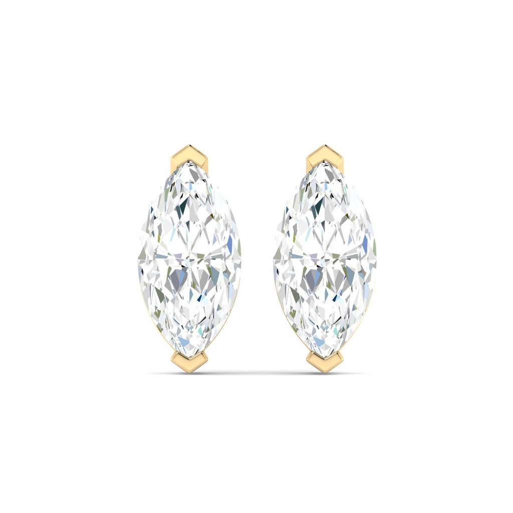 Marquise Cut Stud Earring - Yellow Gold