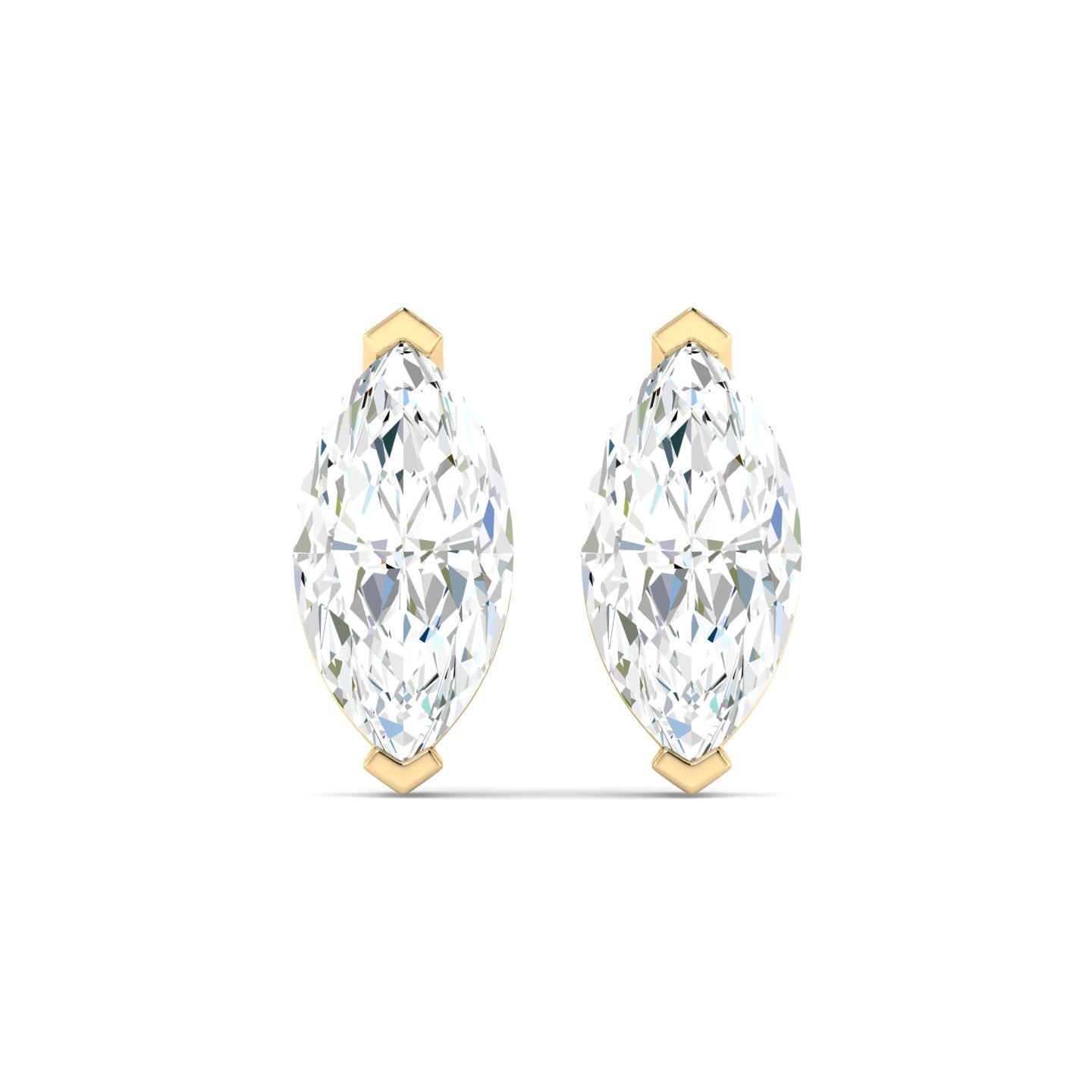 Marquise Cut Stud Earring - Yellow Gold