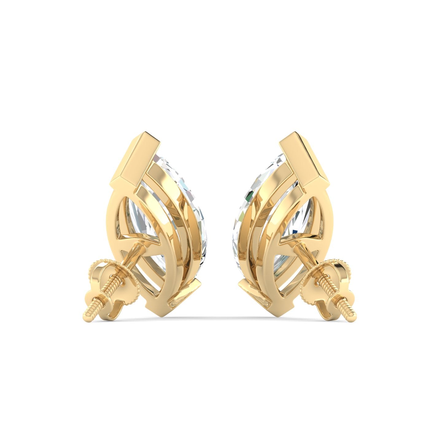 Marquise Cut Stud Earring - Yellow Gold