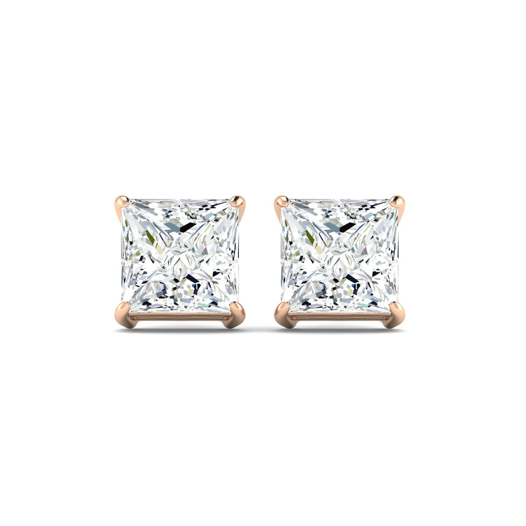 Princess Cut Stud Earring - Rose Gold