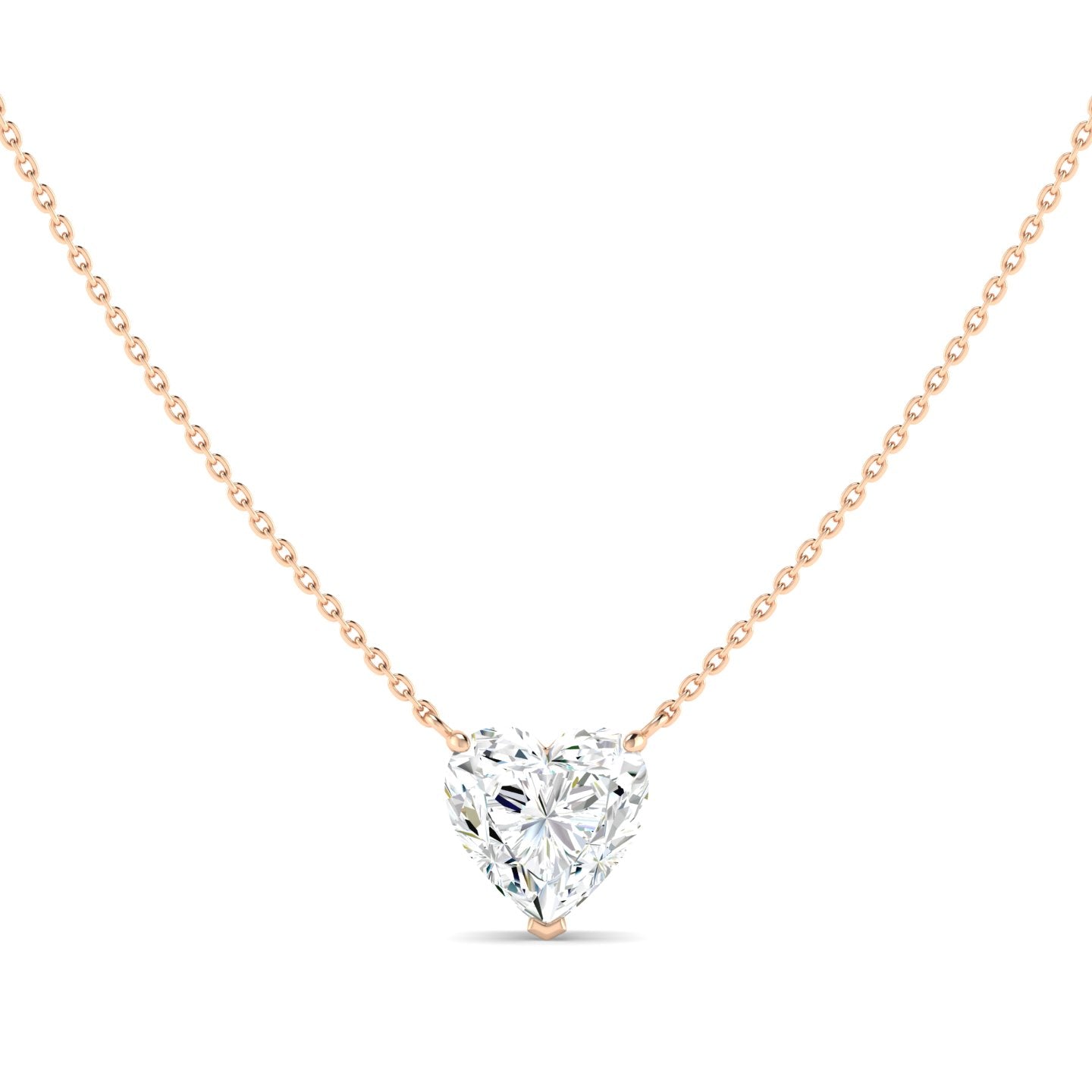 Lab Grown 3 Carat Diamond Necklace in 14K Rose Gold – VVS2 Clarity, D Color