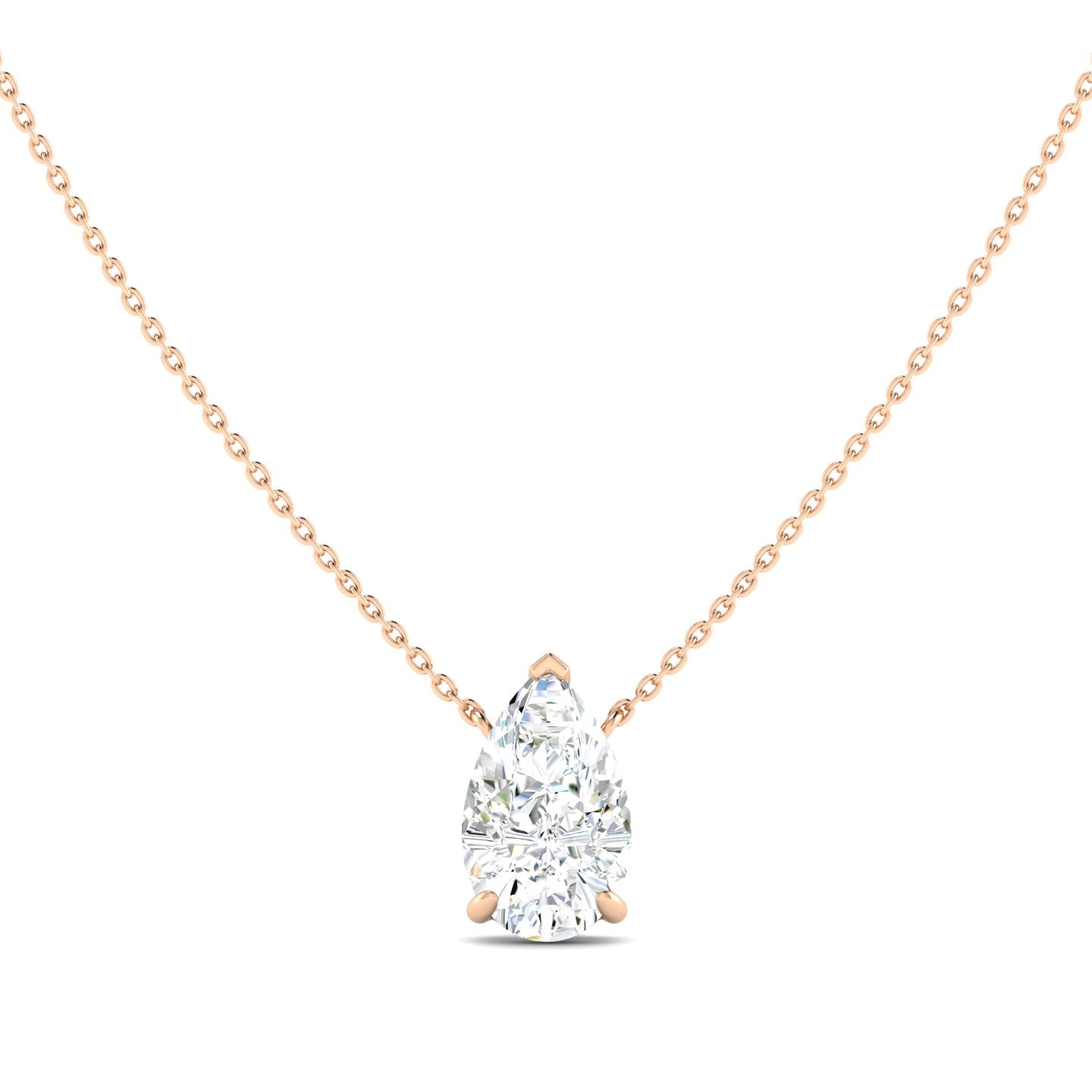 Lab Grown 3 Carat Diamond Necklace in 14K Rose Gold – VVS2 Clarity, D Color