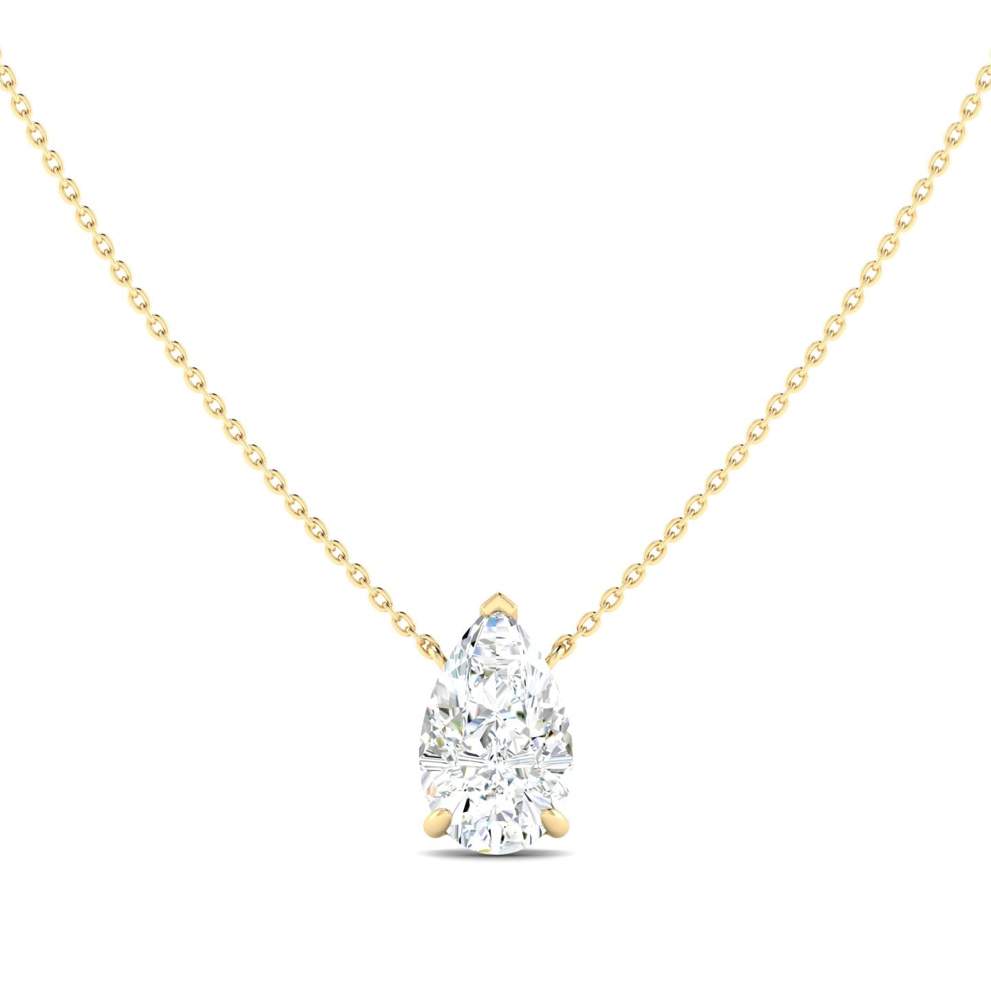 Lab Grown 3 Carat Diamond Necklace in 14K Yellow Gold – VVS2 Clarity, D Color