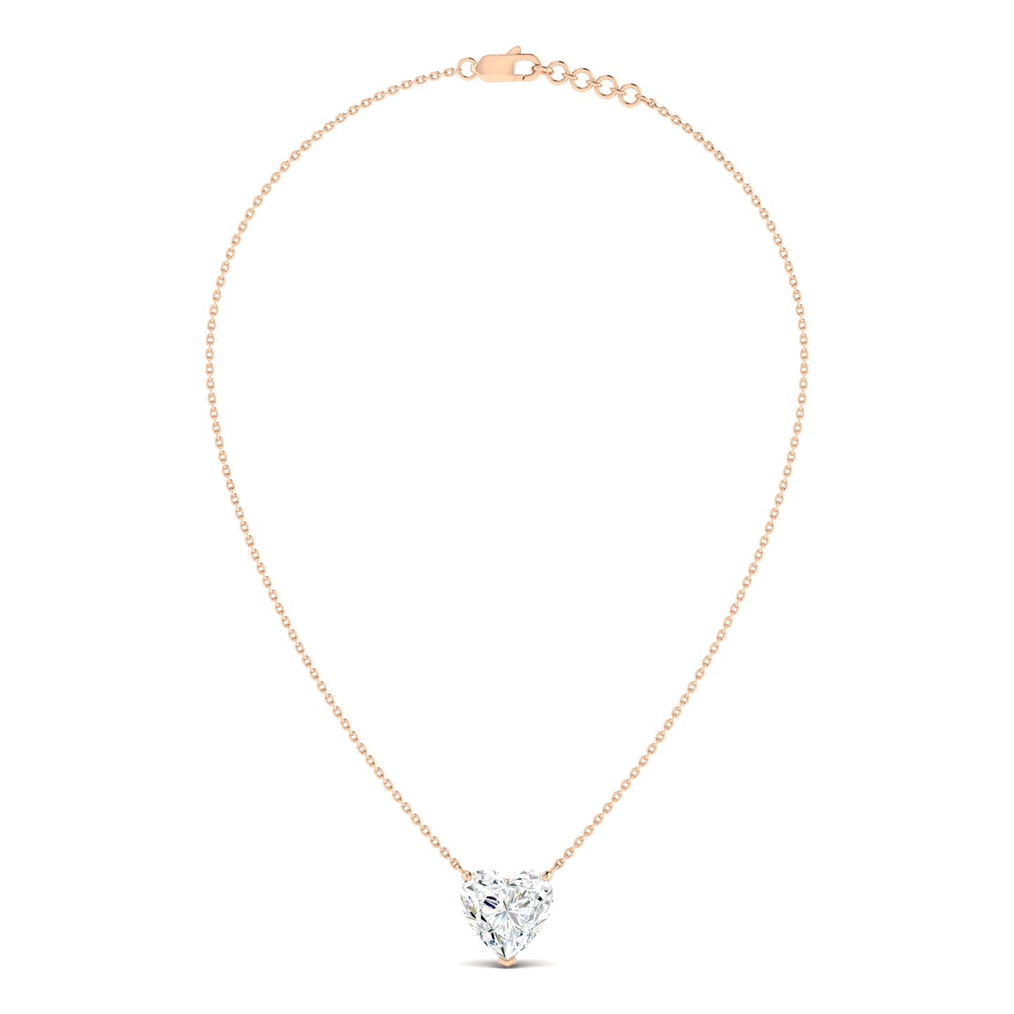 Lab Grown 3 Carat Diamond Necklace in 14K Rose Gold – VVS2 Clarity, D Color
