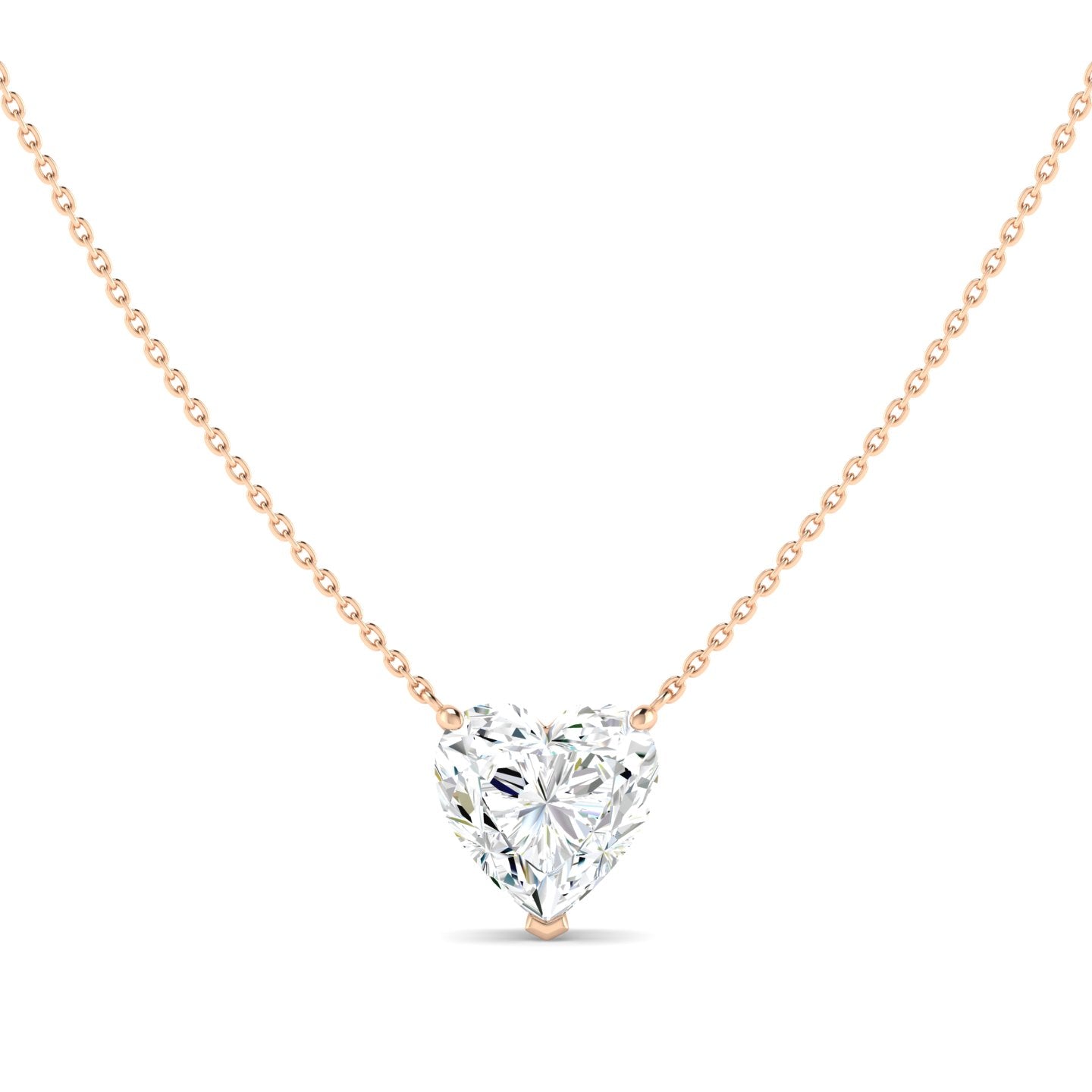 Lab Grown 3 Carat Diamond Necklace in 14K Rose Gold – VVS2 Clarity, D Color