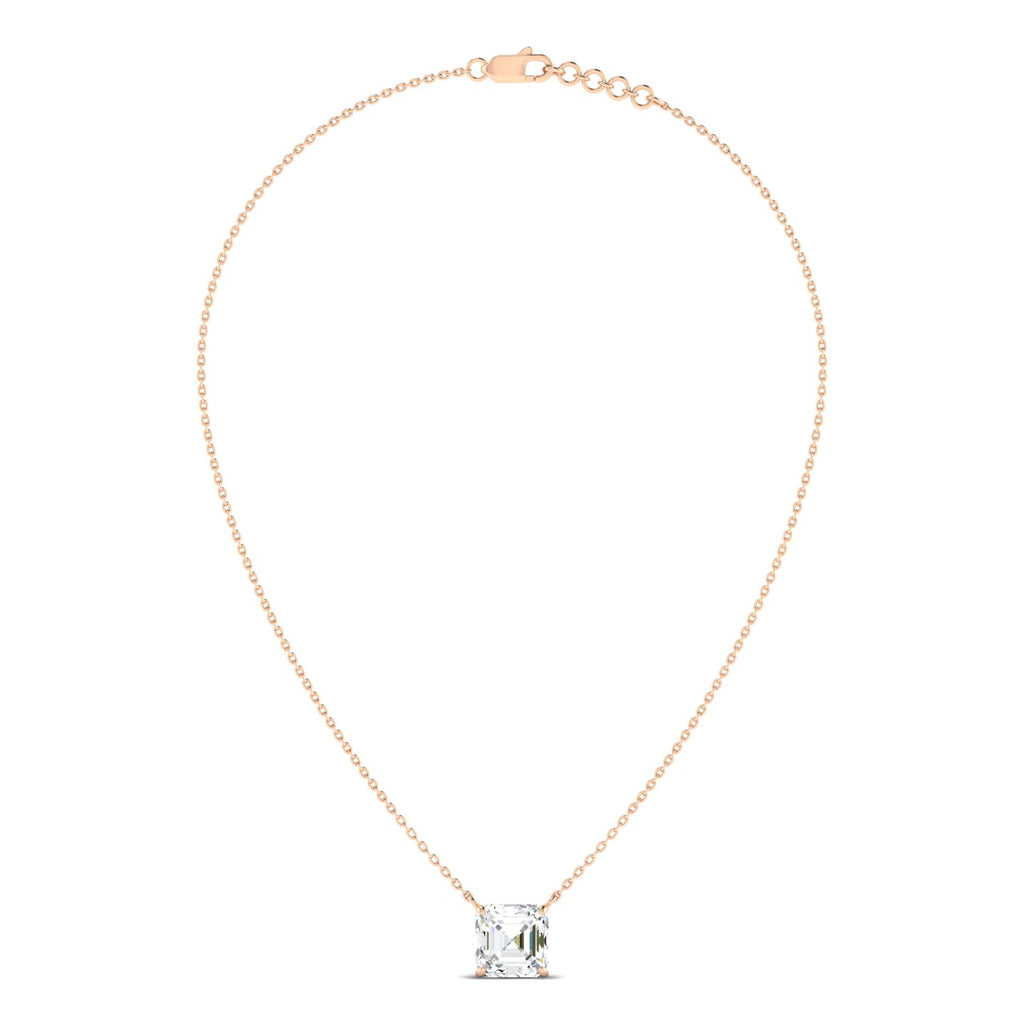 Asscher Cut Diamond Necklace - Rose Gold