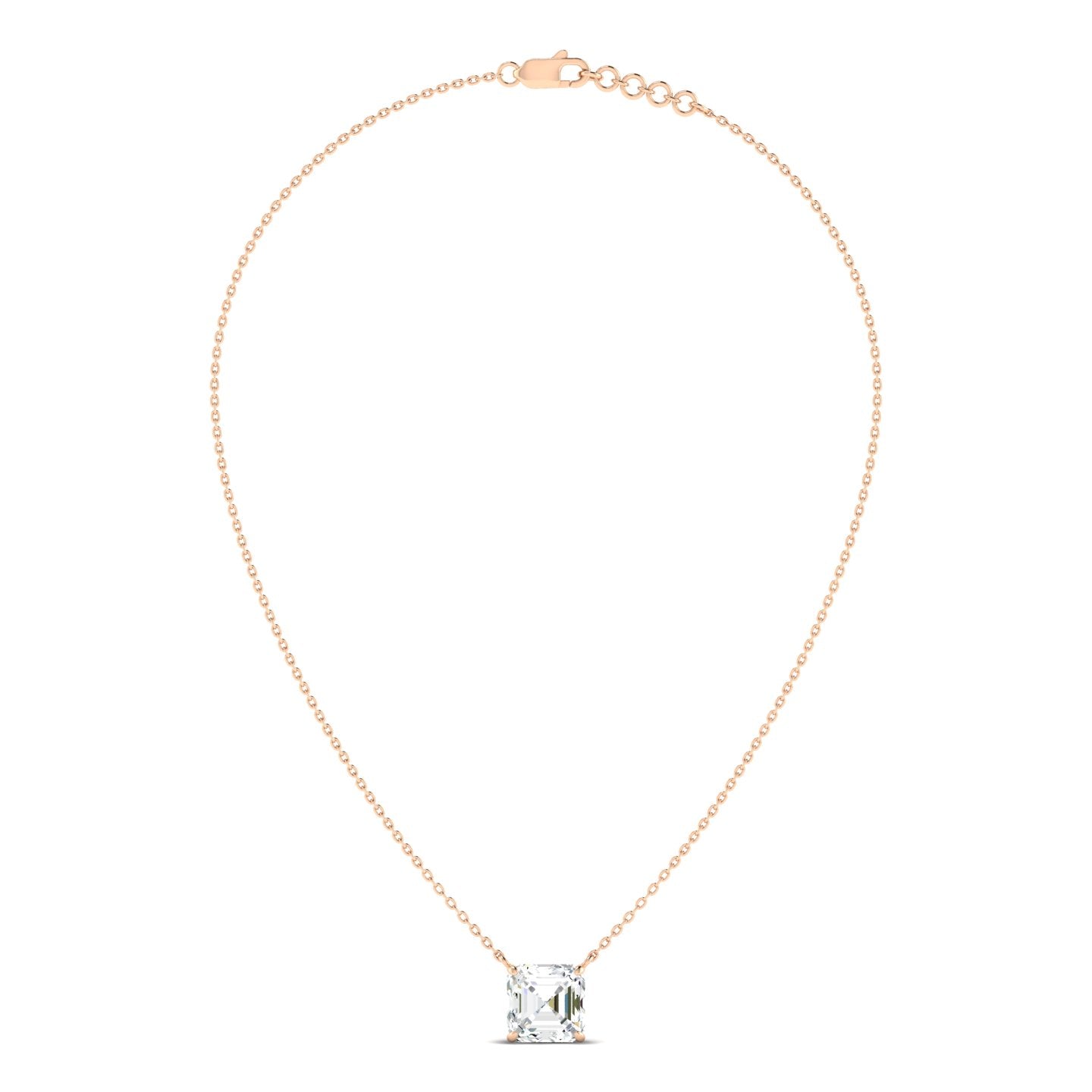 Asscher Cut Diamond Necklace - Rose Gold