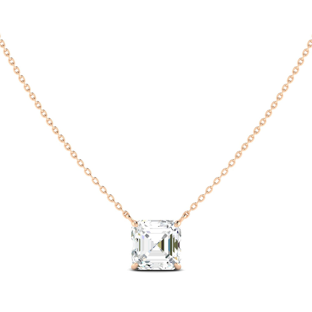 Asscher Cut Diamond Necklace - Rose Gold