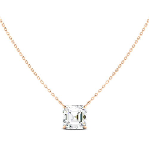 Asscher Cut Diamond Necklace - Rose Gold