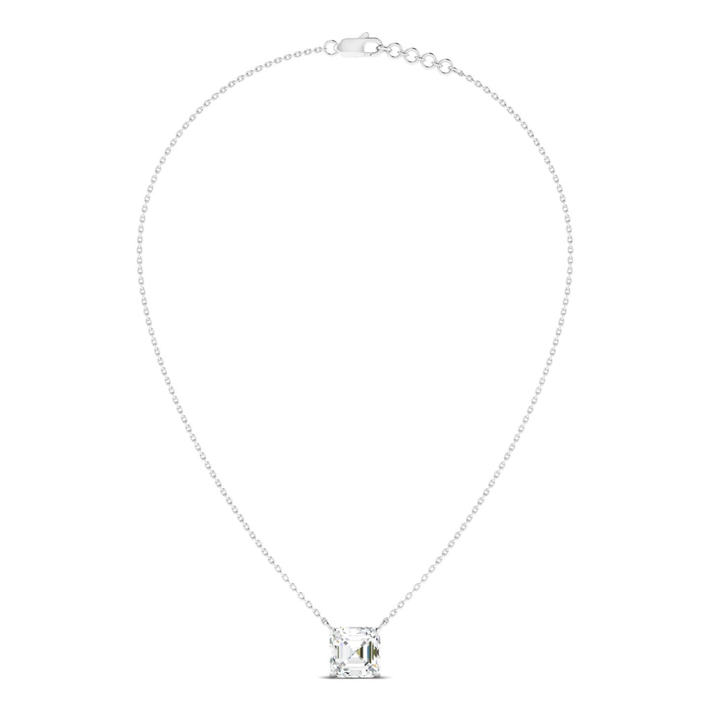 Asscher Cut Diamond Necklace - White Gold