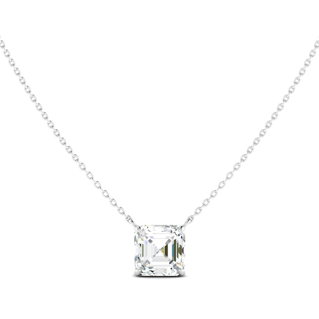 Asscher Cut Diamond Necklace - White Gold
