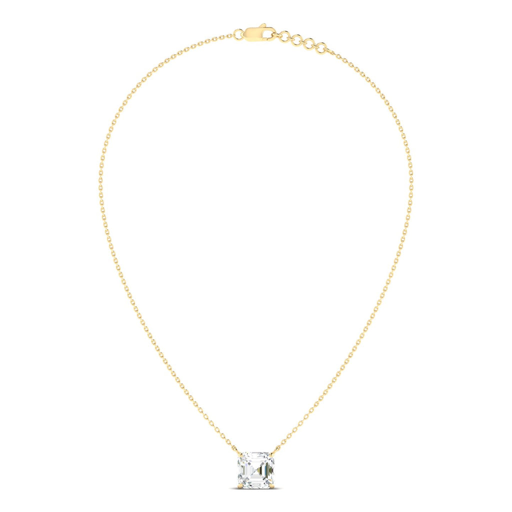 Asscher Cut Diamond Necklace - Yellow Gold