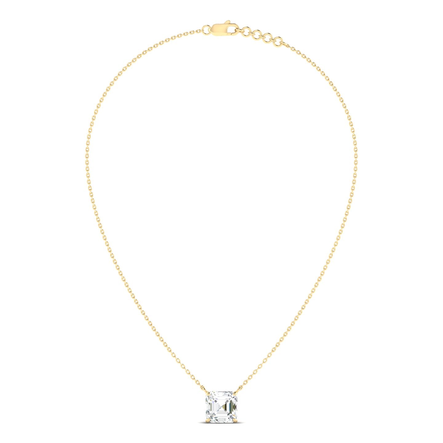 Asscher Cut Diamond Necklace - Yellow Gold