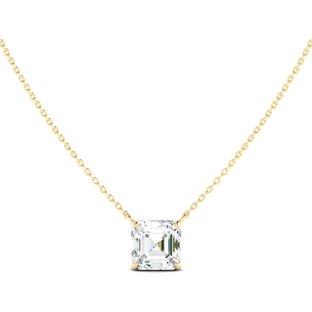 Asscher Cut Diamond Necklace - Yellow Gold