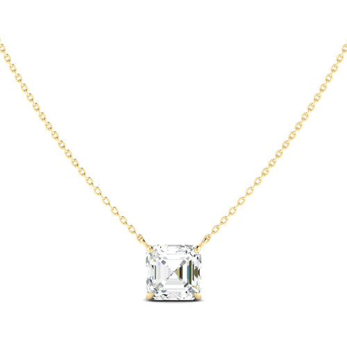 Asscher Cut Diamond Necklace - Yellow Gold