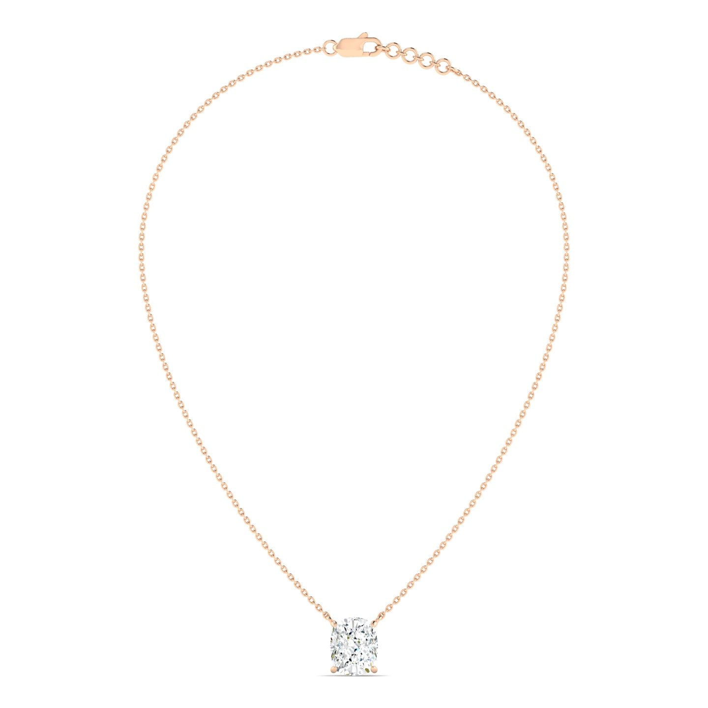 Cushion Cut Diamond Necklace - Rose Gold