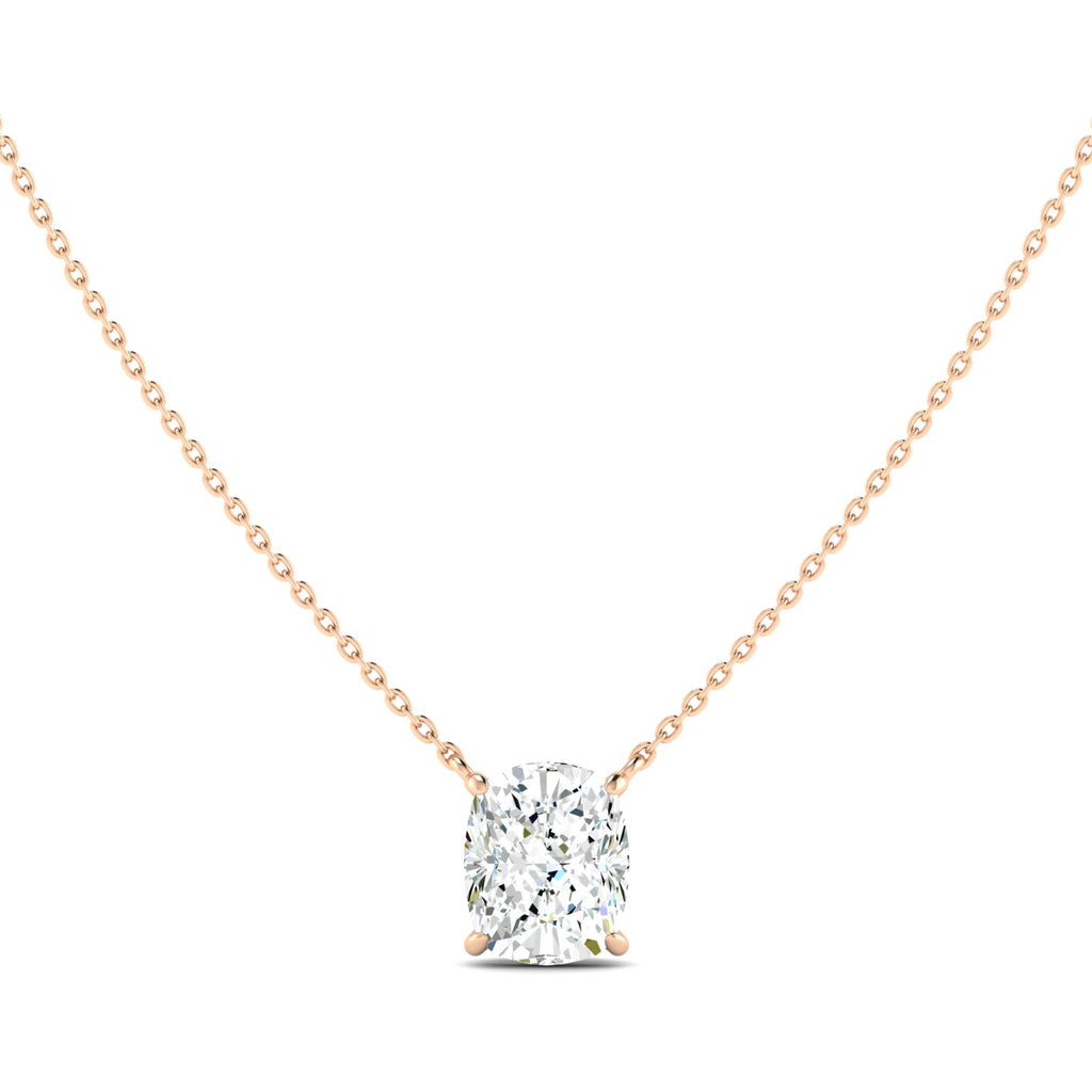 Cushion Cut Diamond Necklace - Rose Gold