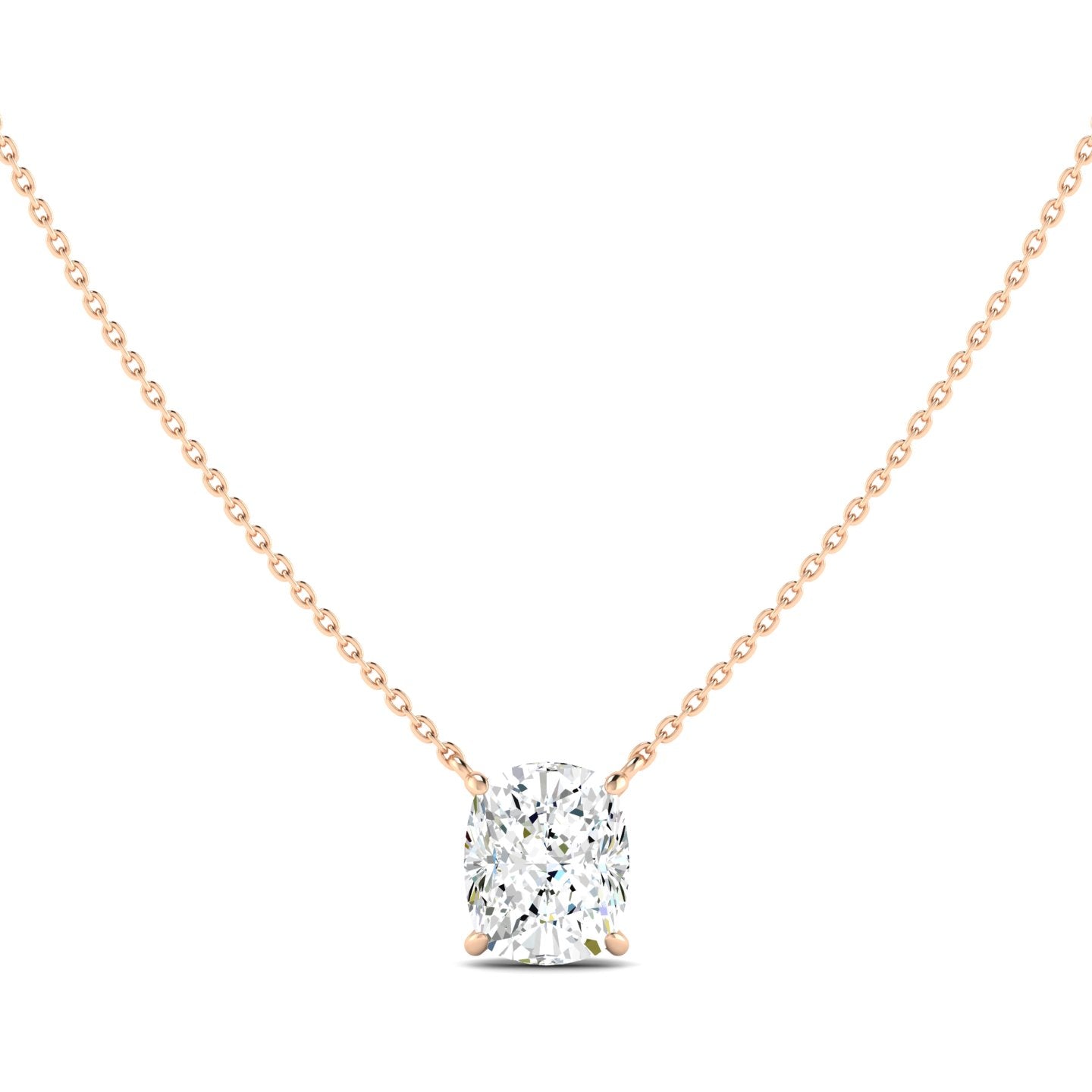 Cushion Cut Diamond Necklace - Rose Gold