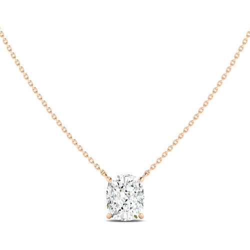 Cushion Cut Diamond Necklace - Rose Gold