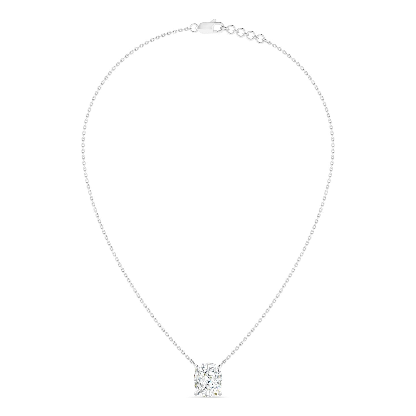 Cushion Cut Diamond Necklace - White Gold