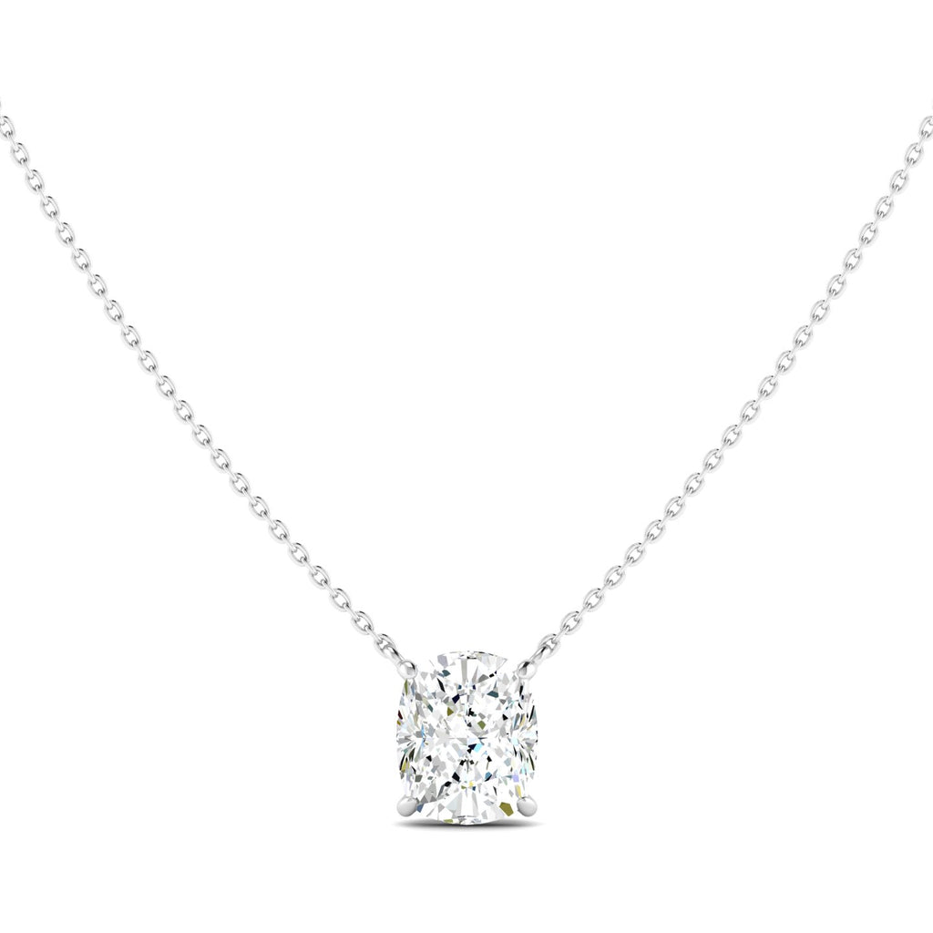 Cushion Cut Diamond Necklace - White Gold