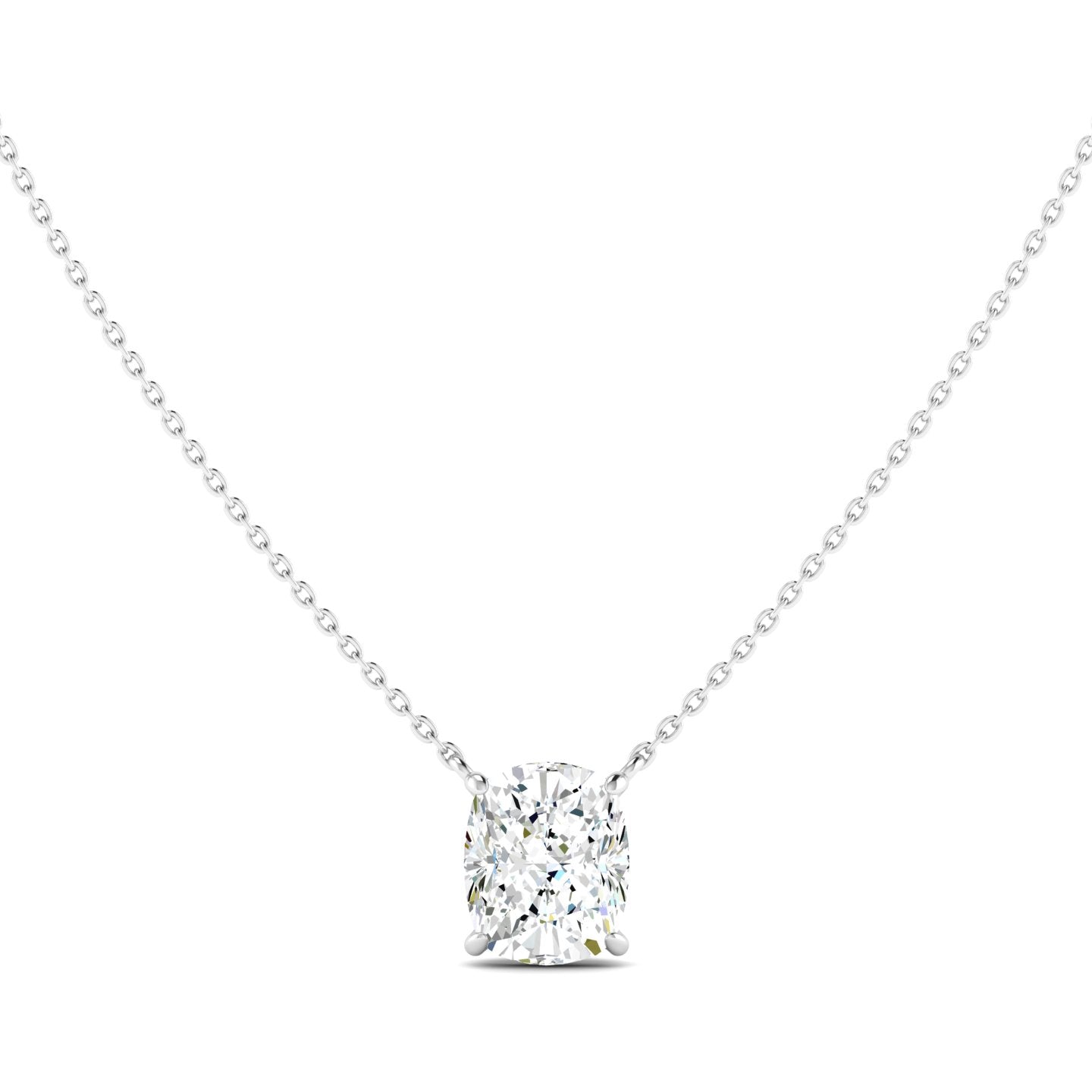 Cushion Cut Diamond Necklace - White Gold