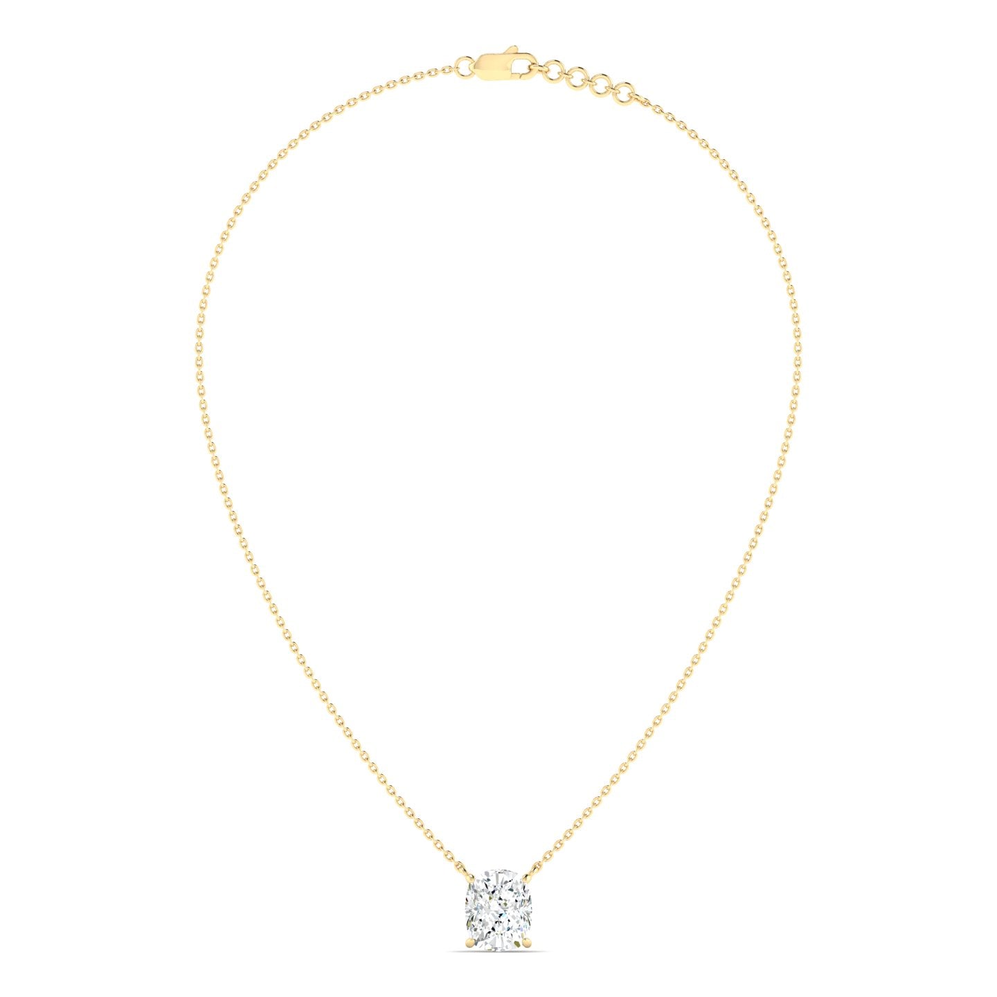Cushion Cut Diamond Necklace - Yellow Gold