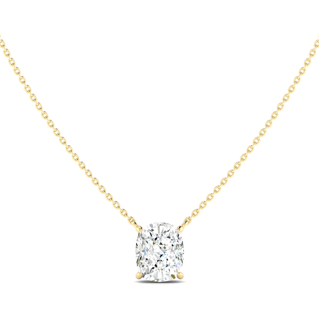 Cushion Cut Diamond Necklace - Yellow Gold