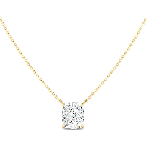 Cushion Cut Diamond Necklace - Yellow Gold